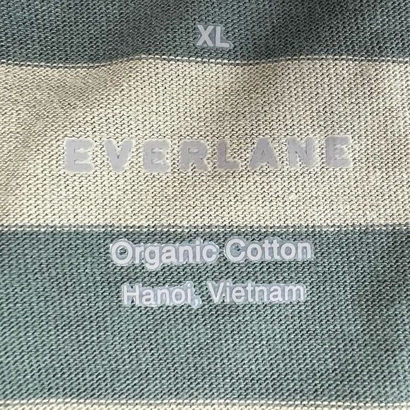 New Everlane Men’s Organic Cotton Crewneck T-Shirt Green Stripe NWT - Picture 5 of 7